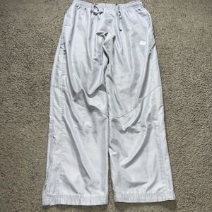 Vtg Nike Track Pants Gray Y2K Windbreaker Mesh Lined Ankle Zip Baggy Men's XL